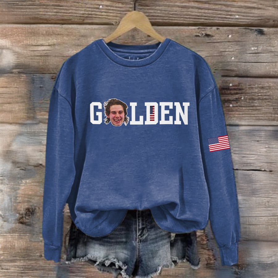 Hughes Golden USA Hockey Sweatshirt Ice Hockey Olympics 2026 Clothing Present For Fans