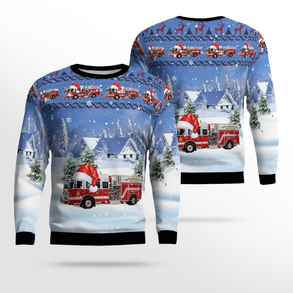 Hughsonville New York Hughsonville Fire District AOP Ugly Sweater Xmas Unisex Sweater Christmas Gifts For Men Women