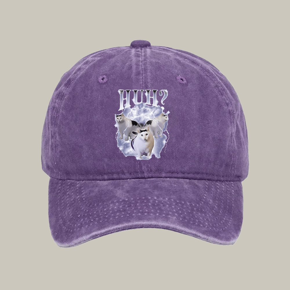 Huh Cat Chonky Ben Meme Washed Cap Funny Dad Hats Christmas Gifts For Husband