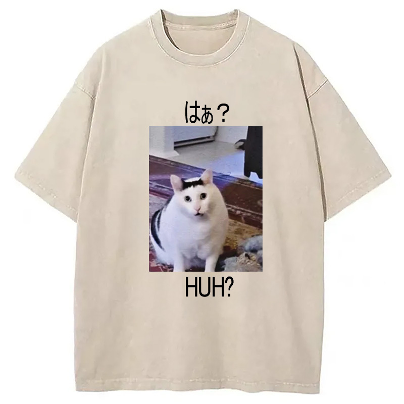 Huh Funny Cat Meme Washed T-Shirt Trendy Everyday Casual Outfit Gifts For Sister Huh Funny Cat Meme Washed T-Shirt Trendy Everyday Casual Outfit Gifts For Sister