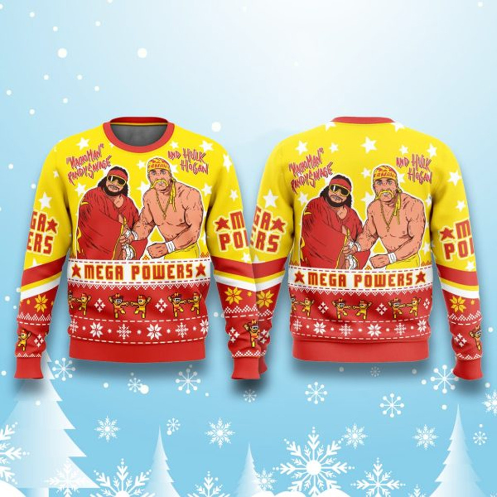 Hulk Hogan x Macho Man Mega Powers Christmas Ugly Sweater Christmas Present Ideas For Dad