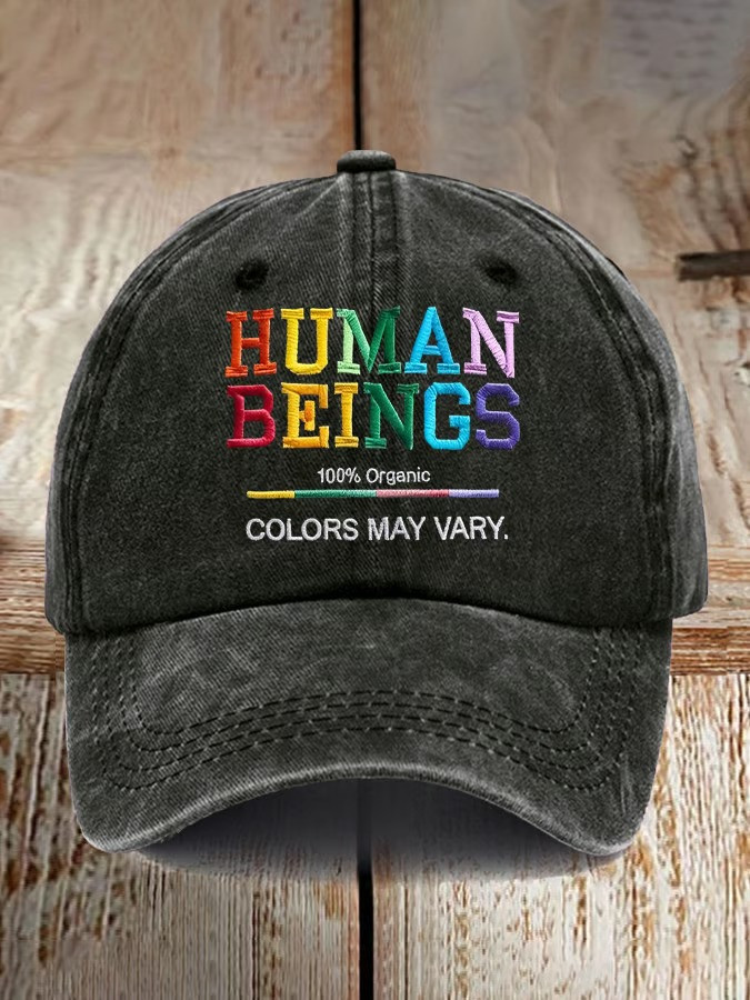 Human Beings 100 Percent Organic Colors May Vary Baseball Hat LGBT Pride Month Funny Gift For Fans