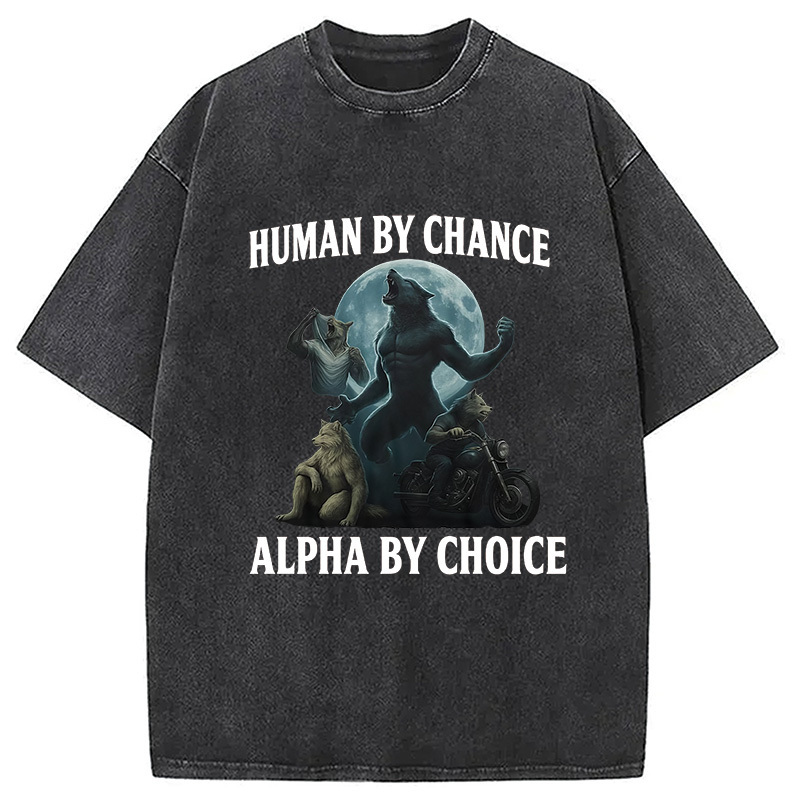 Human by Chance Washed T-Shirt Unisex Streetwear Graphic Style Gifts For Sister