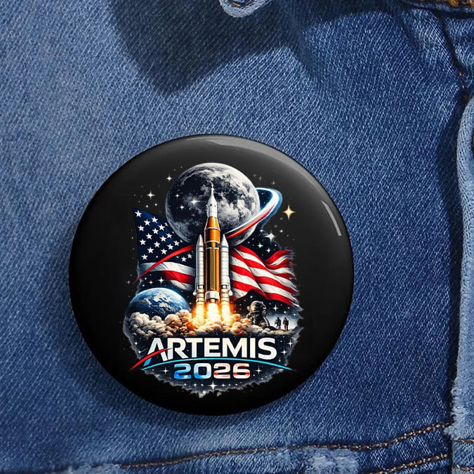 Humanity Returns To The Moon Artemis 2026 Button Pin NASA Moon Mission Pin Gift For Astrophiles