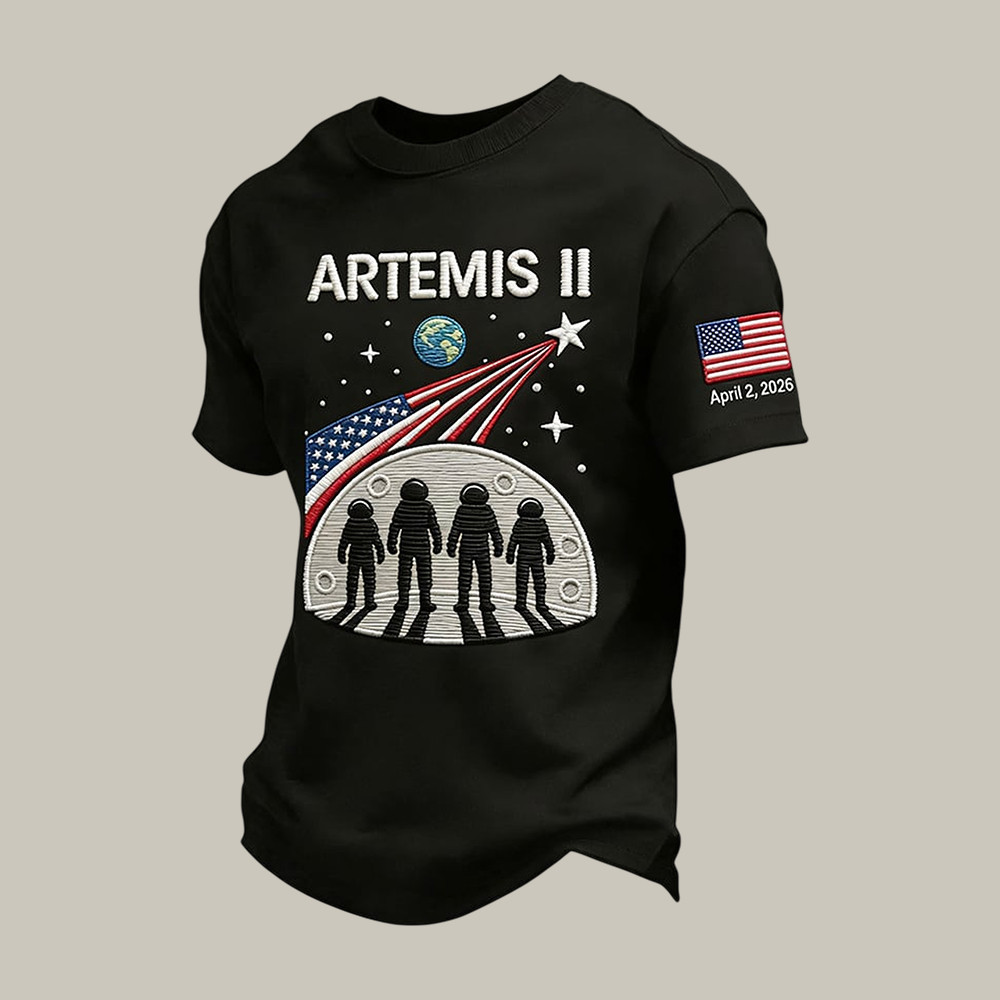 Humanity Returns To The Moon T-Shirt American Flag First Lunar Flyby 2026 Shirt