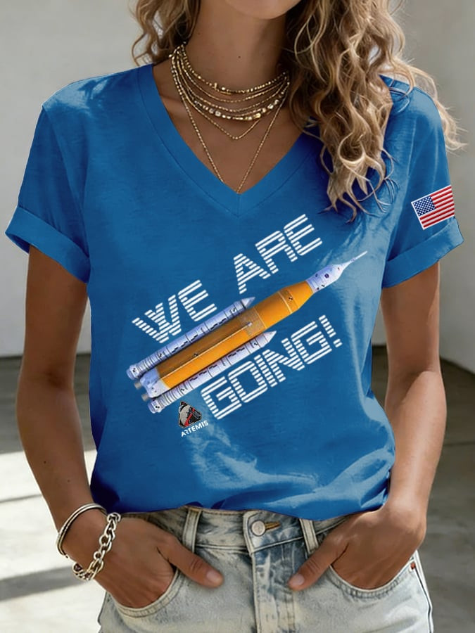 Humanity Returns To The Moon V-Neck Shirt Artemis 2 Mission Clothes Birthday Gift For Mom