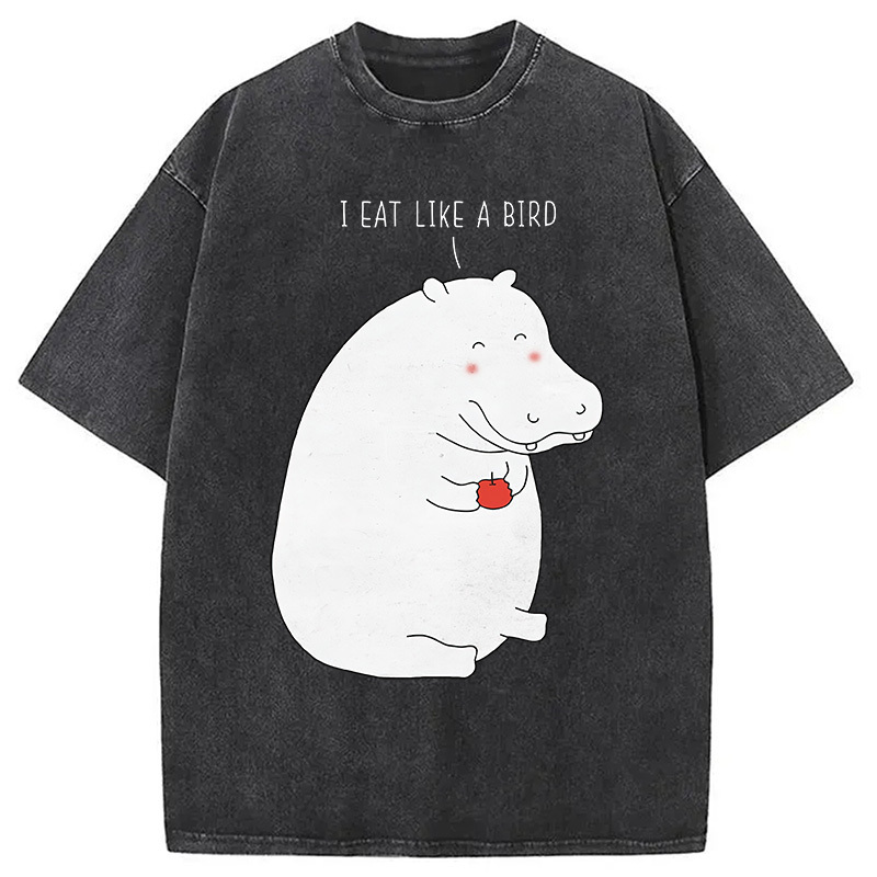 Humble Hippo Washed T-Shirt Retro Streetwear Graphic Top Gifts For Him