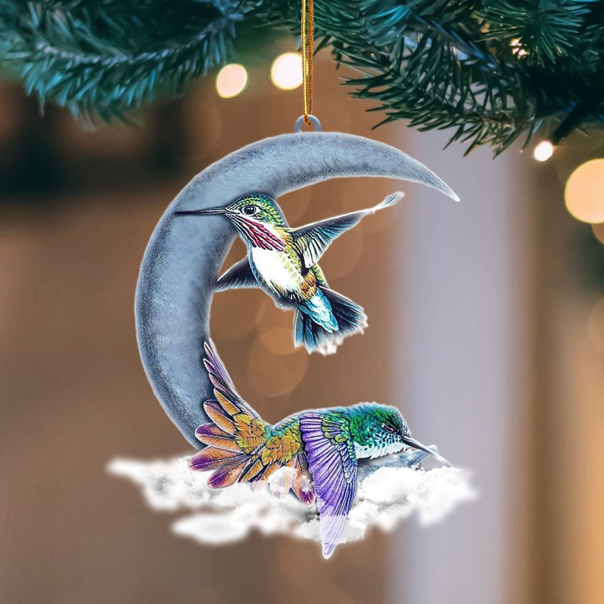 Humming Bird Blue Moon Hanging Flat Acrylic Ornament
