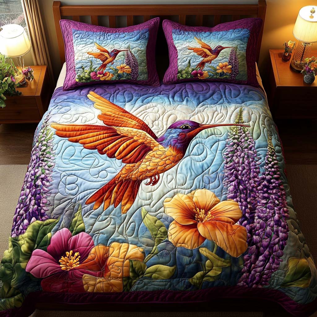Humming Bloom Quilted Bedding Set Twin Bed Sheets Holiday Gift For Parents