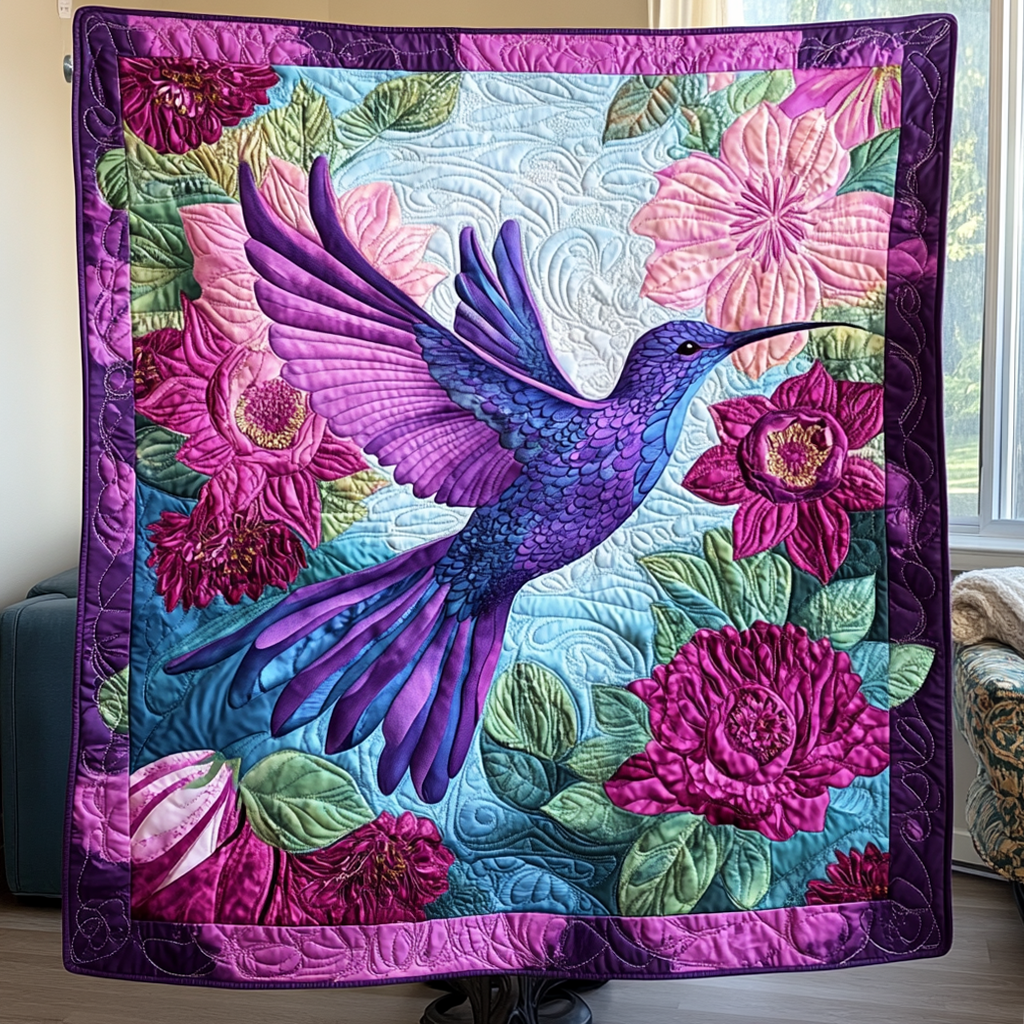 Humming Grace Quilted Blanket Gift Ideas For Bird Lovers