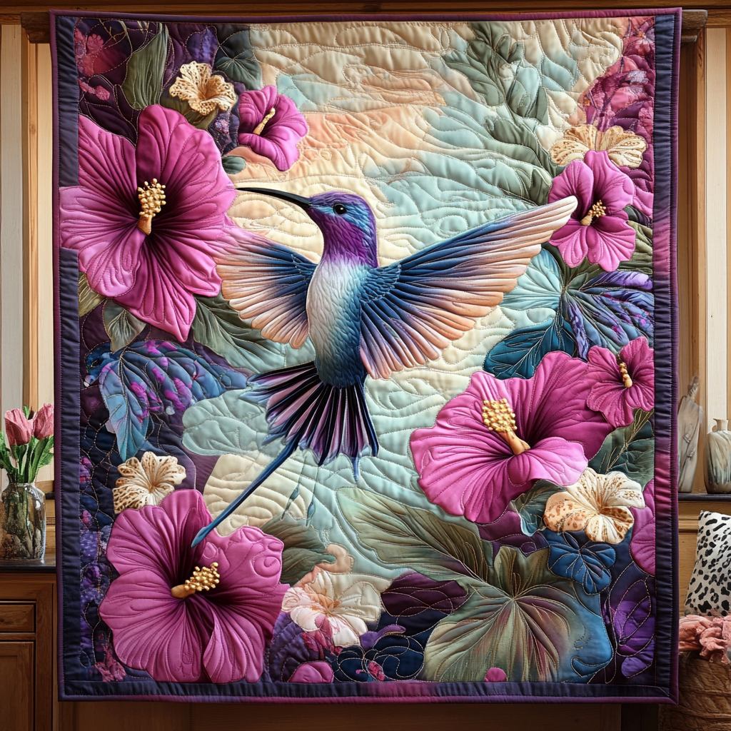 Humming Harmony Quilted Blanket Gift Ideas For Bird Lovers
