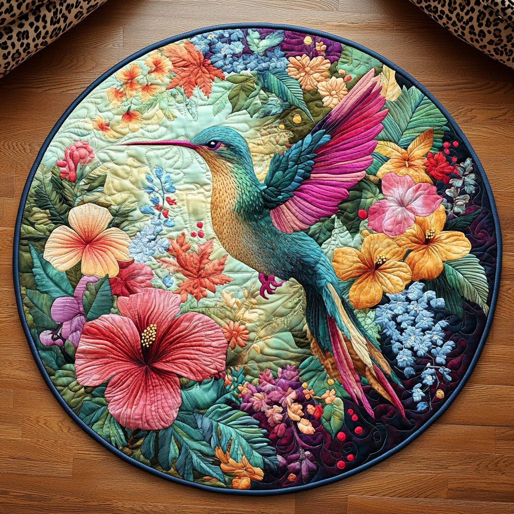 Humming Harmony Quilted Round Mat Entrance Way Ideas Best Gifts For Hummingbird Lovers