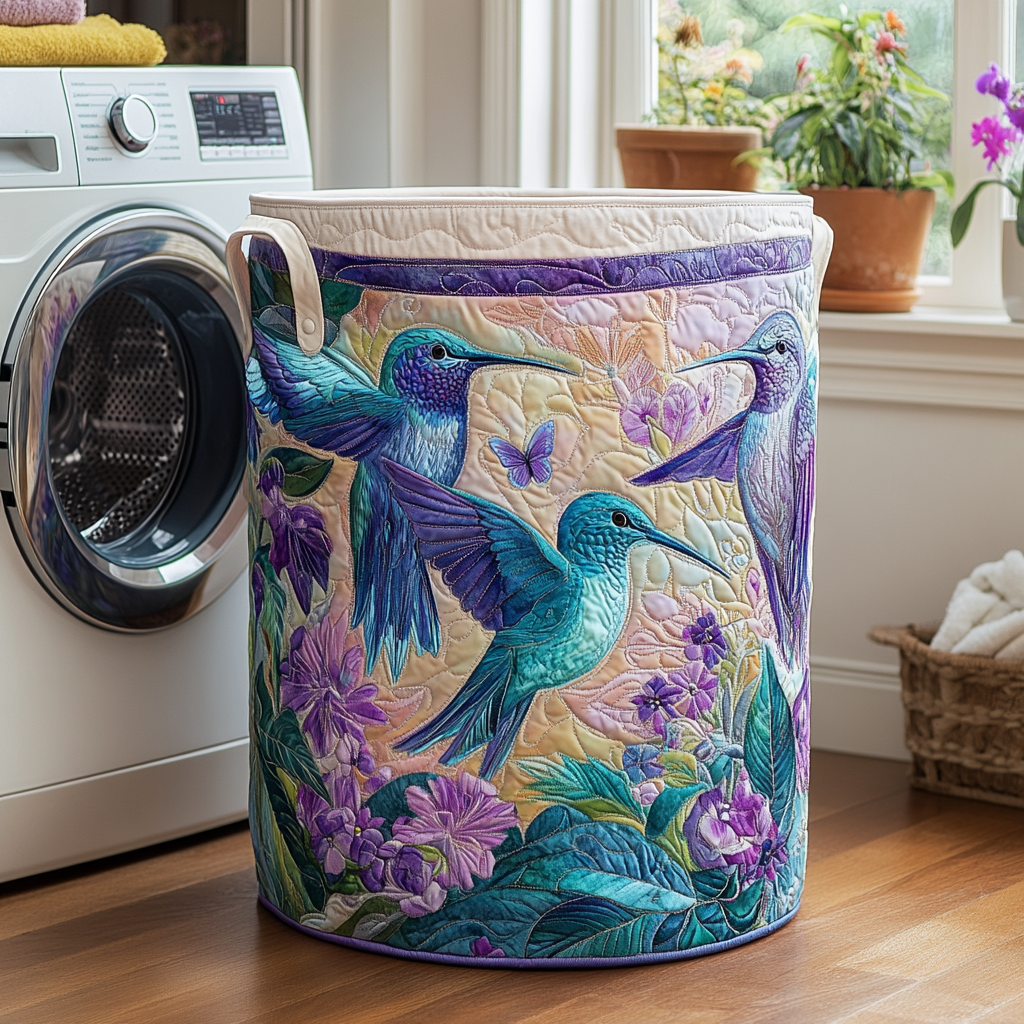 Hummingbird Air Quilted Laundry Basket Merch For Couples