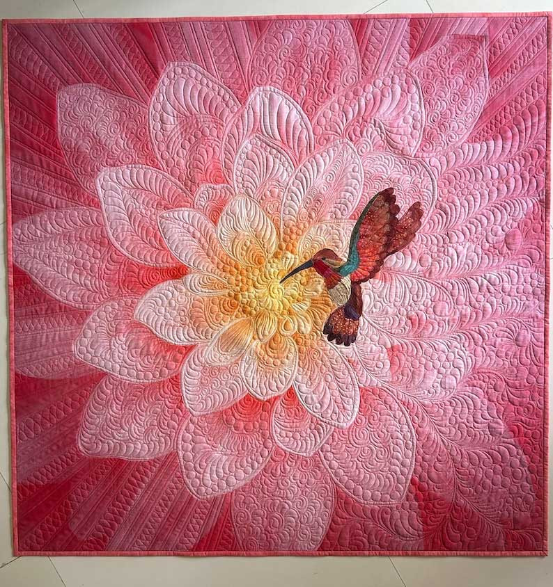 Hummingbird And Flower Quilt Blanket Couch Blanket Meaningful Gifts For Mom