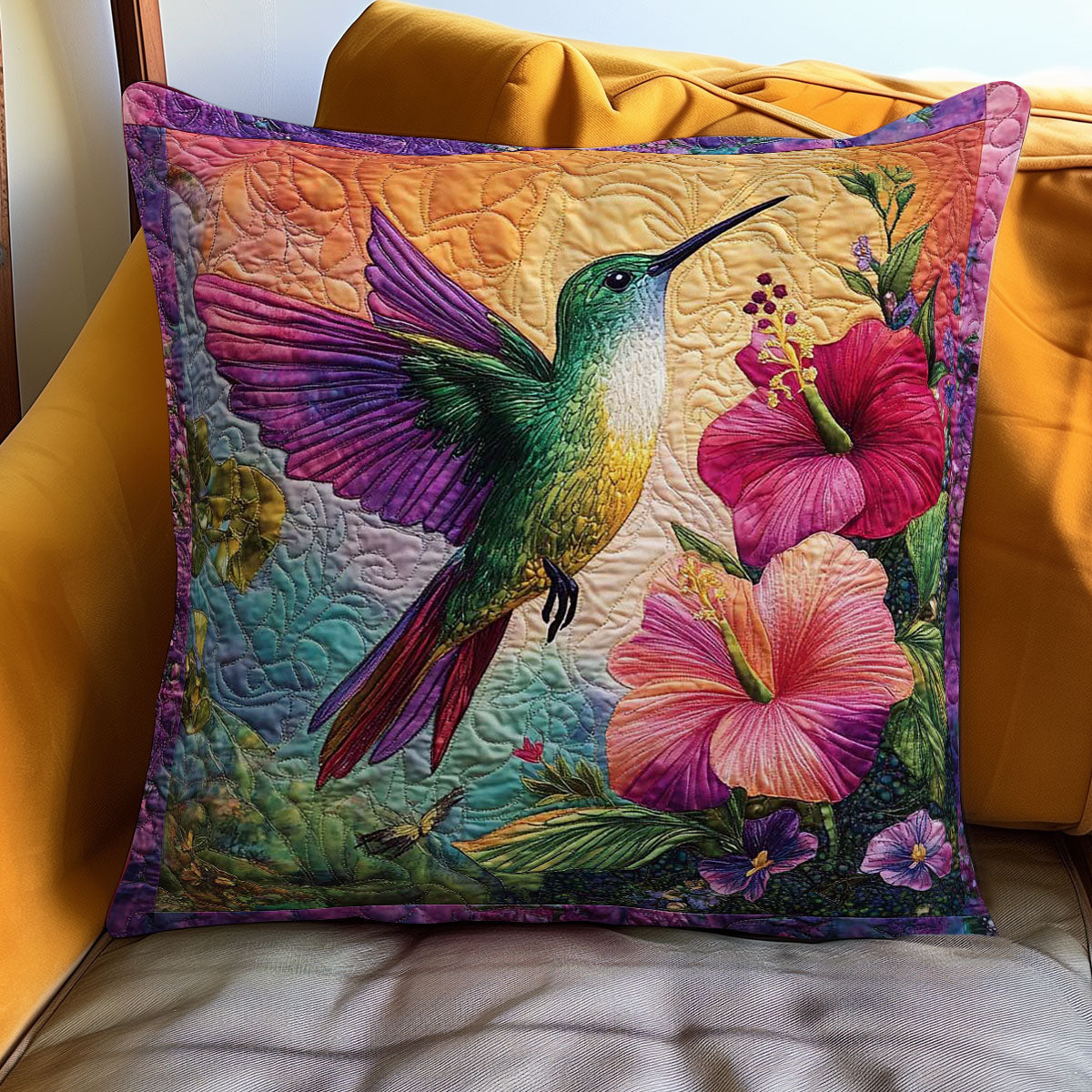Hummingbird Bliss Quilt Pillow Case Warm and Comfy Pillowcase Gift for Winter Nights