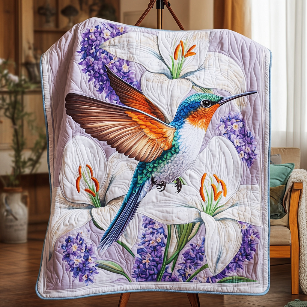 Hummingbird Bliss Quilted Blanket Christmas Bedroom Decor Novelty Hummingbird Gifts