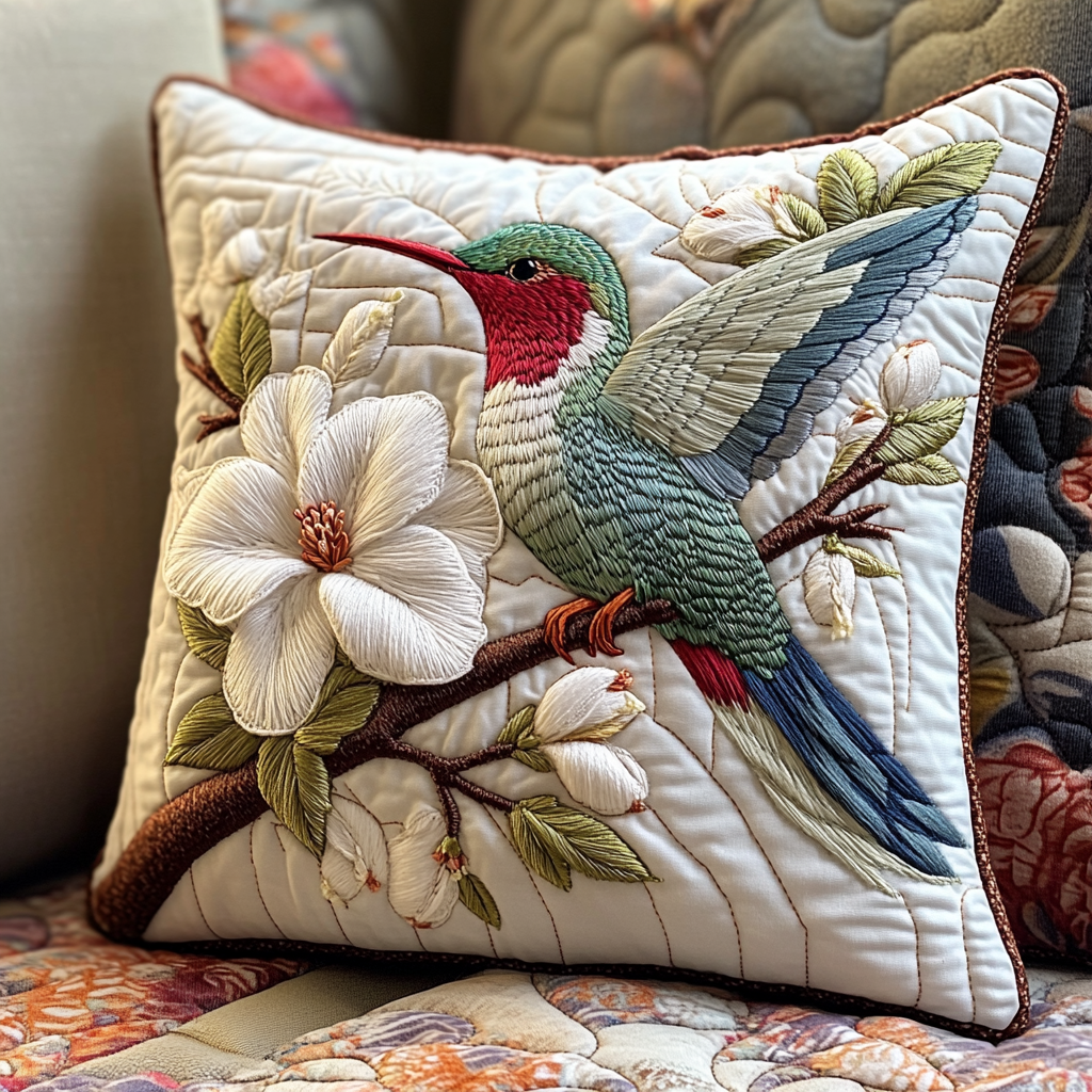 Hummingbird Bliss Quilted Pillow Case Nice Pillow Covers Hummingbird Stuff To Buy