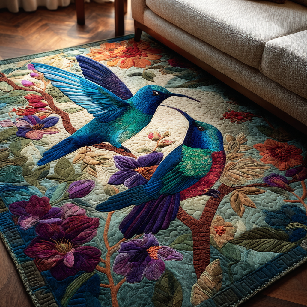 Hummingbird Bloom Area Rug  Washable Kitchen Rugs Great Christmas Gifts Grandma