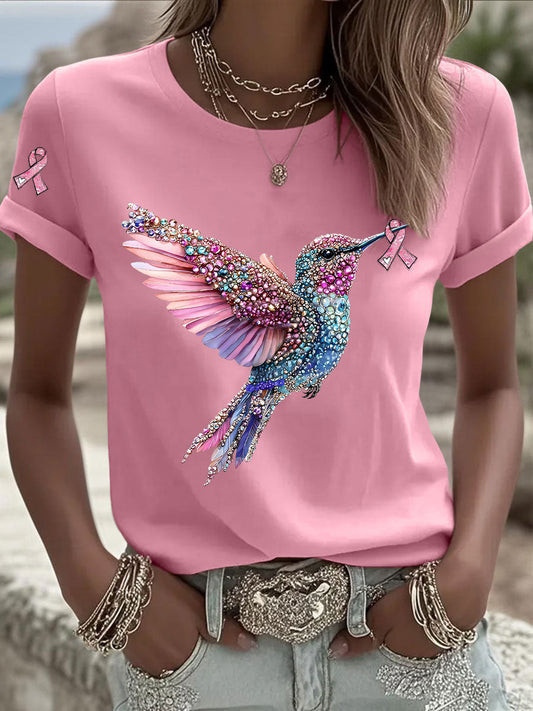 Hummingbird Breast Cancer Awareness T-Shirt Against Breast Cancer Shirt Gifts For Friends