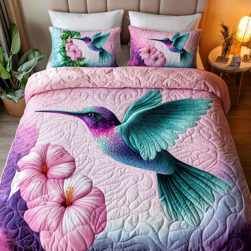 Hummingbird Breeze Quilted Bedding Set Best Bed Sheet Set Hummingbird Birthday Gift Ideas