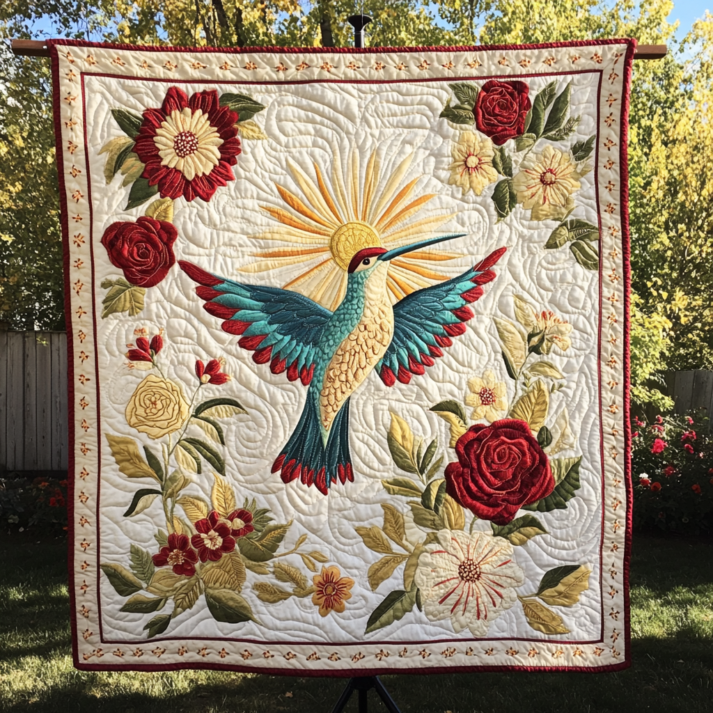 Hummingbird Breeze Quilted Blanket Gifts For Hummingbird Lovers