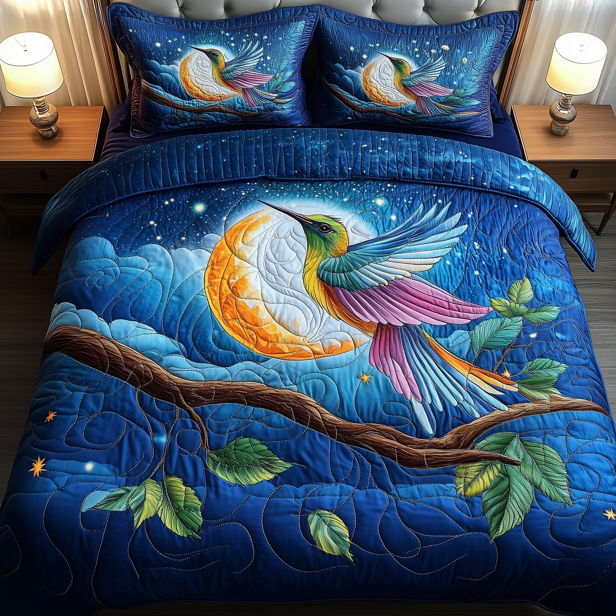 Hummingbird Charm Quilted Bedding Set Duvet Cover Merchandise Hummingbird Gifts For Mom Mother's Day