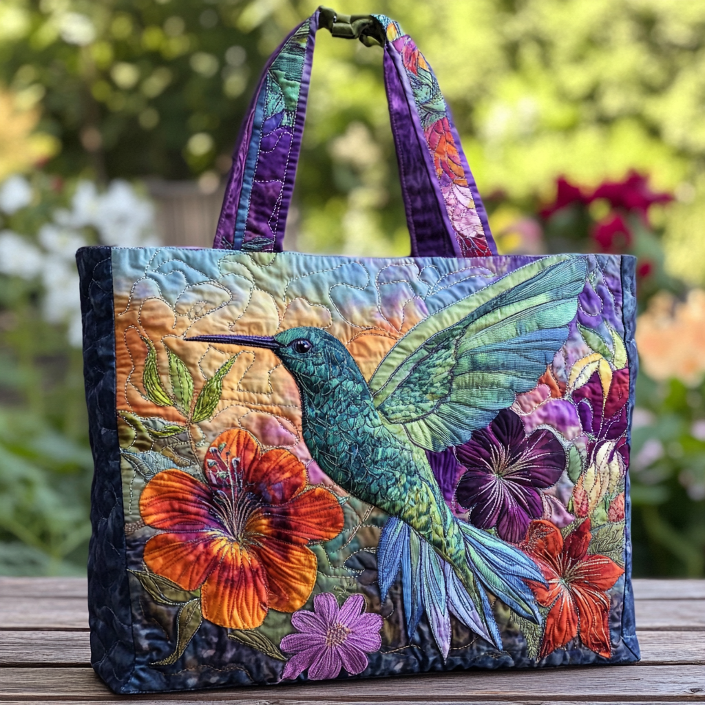 Hummingbird Charm Quilted Tote Bag Best Gifts For Hummingbird Lovers