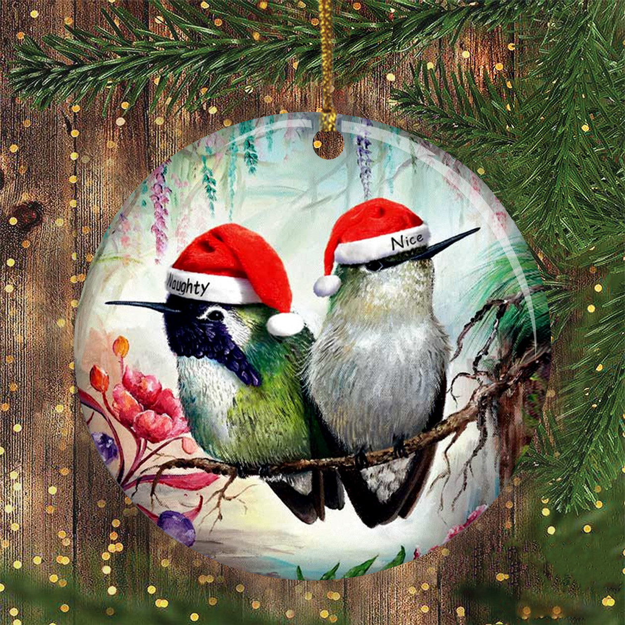 Hummingbird Christmas Ornament Nice Naughty Funny Cute Christmas Ornament For Christmas tree