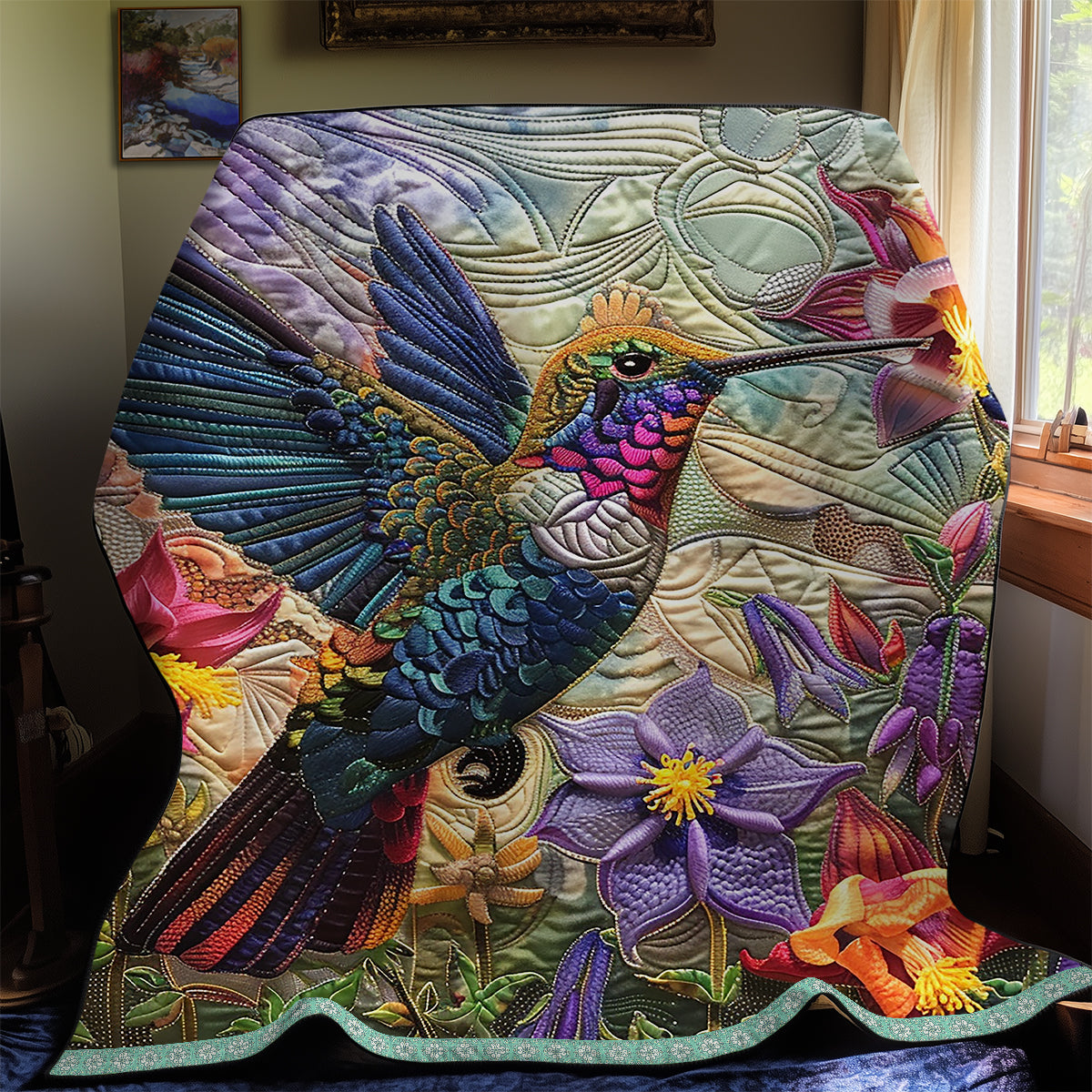 Hummingbird Columbine Dance Quilt Blanket Christmas Throw Blanket Jesus Gifts For Christmas