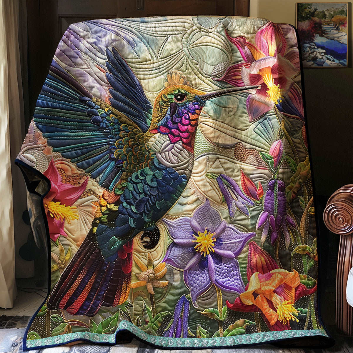 Hummingbird Columbine Dance Quilt Blanket Christmas Throw Blanket Jesus Gifts For Christmas