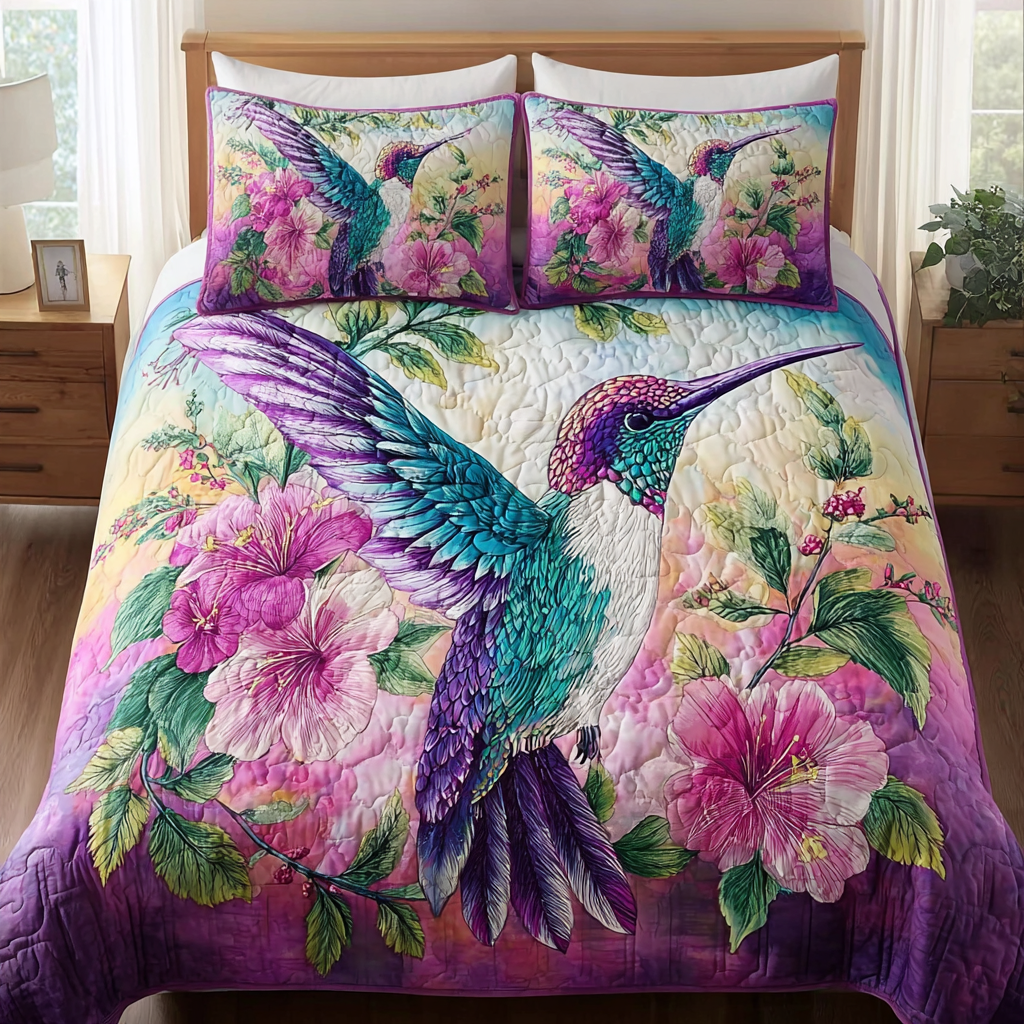 Hummingbird Dawn Quilted Bedding Set Best Comforter Sets Hummingbird Gifts For Mom
