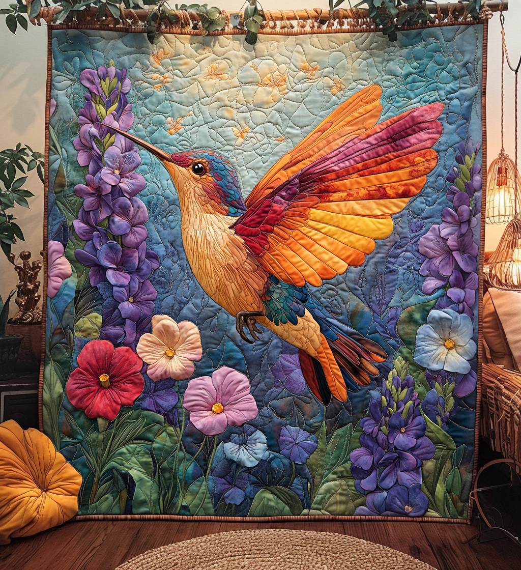 Hummingbird Dawn Quilted Blanket Gifts For Hummingbird Lovers