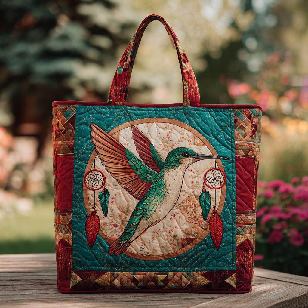 Hummingbird Dawn Quilted Tote Bag Cool Hummingbird Gifts