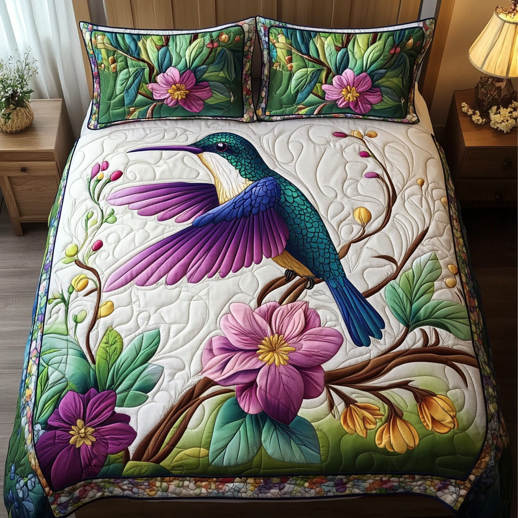 Hummingbird Dream Quilted Bedding Set Christmas Duvet Cover Best Hummingbird Gifts For Christmas