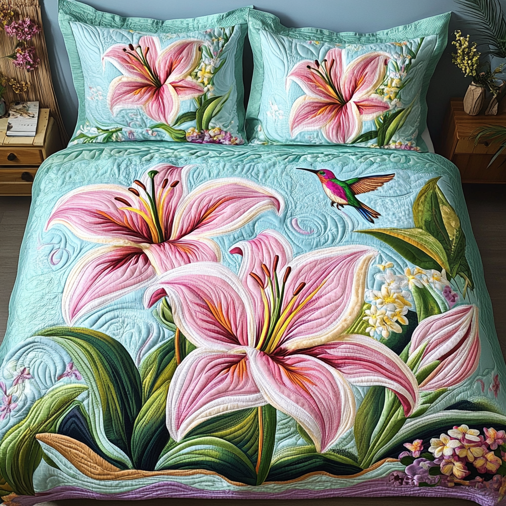 Hummingbird Dream Quilted Bedding Set Classic Bedding Set That Enhances Your Sleep Space