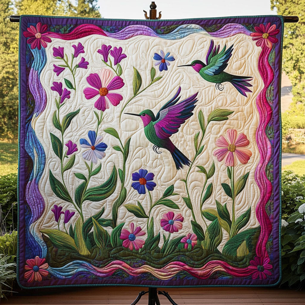 Hummingbird Dreams Quilted Blanket Holiday Throw Blanket Birthday Gifts For Hummingbird Lovers