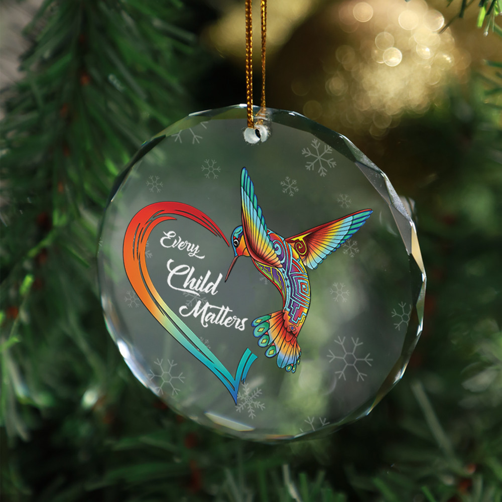 Hummingbird Every Child Matters Ornament Glass Orange Day Canada Awareness Xmas Tree Decor