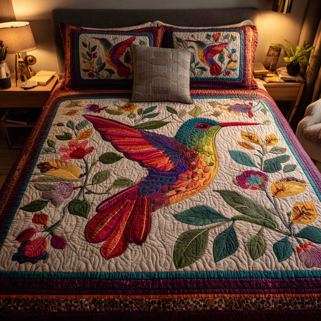 Hummingbird Flare Quilted Bedding Set Bedroom Decorations Unique Hummingbird Gifts