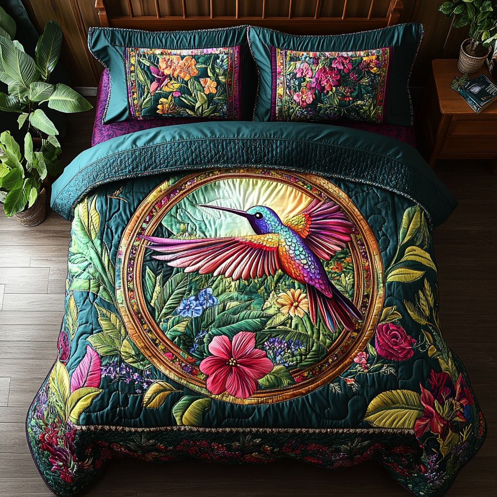 Hummingbird Flight Quilted Bedding Set Bed Decor Ideas Cool Hummingbird Gifts
