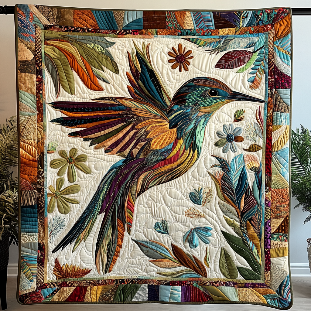 Hummingbird Flight Quilted Blanket Holiday Throw Blanket Hummingbird Themed Birthday Gifts