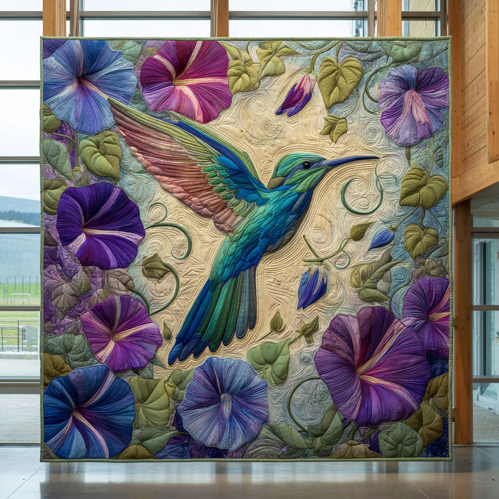 Hummingbird Floral Dance Quilt Unique Holiday Gift Idea with Quilt Blanket