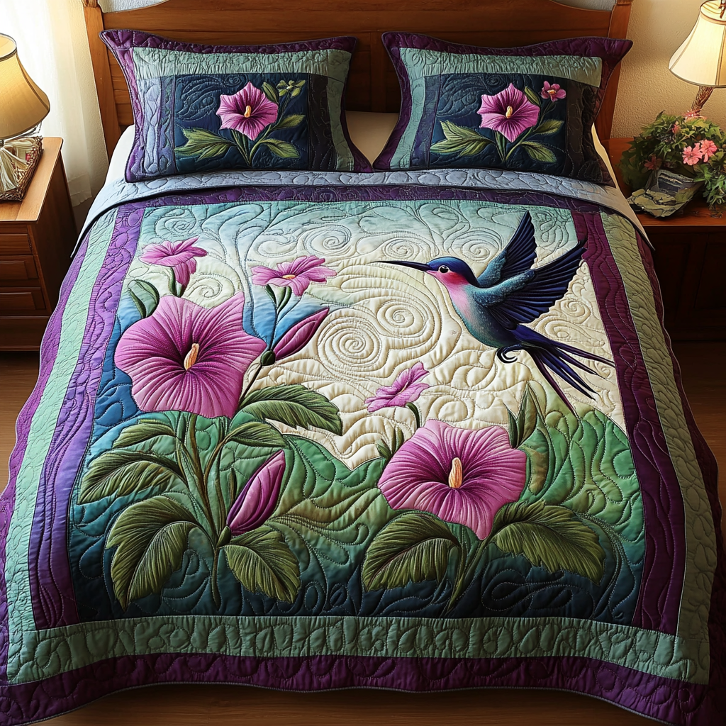 Hummingbird Garden Quilted Bedding Set Holiday Duvet Covers Hummingbird Gifts For Men