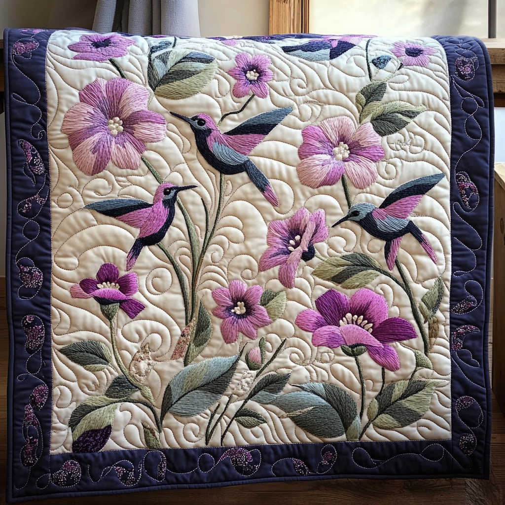 Hummingbird Garden Quilted Blanket Gifts For Hummingbird Lovers