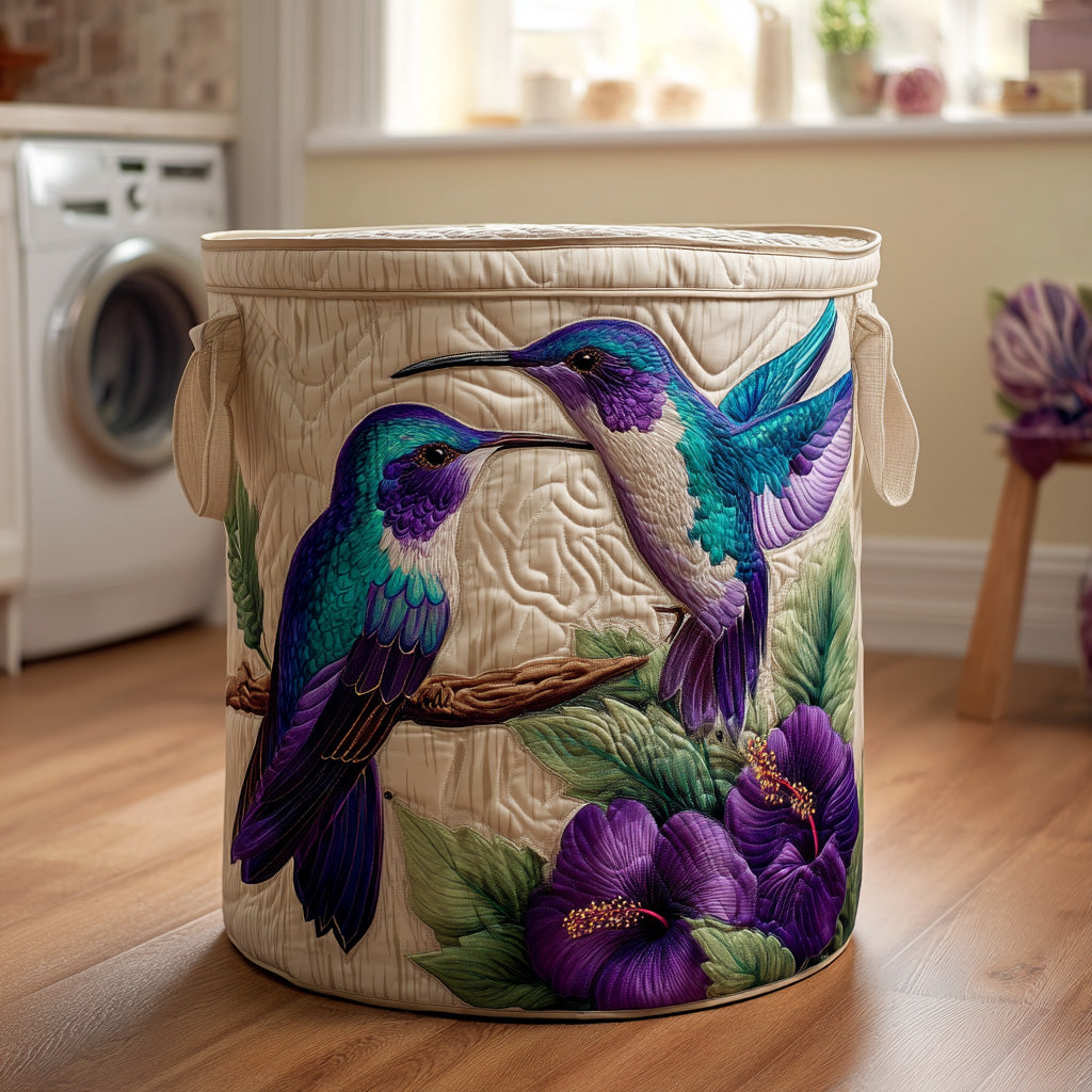 Hummingbird Garden Quilted Laundry Basket Merch For Mom