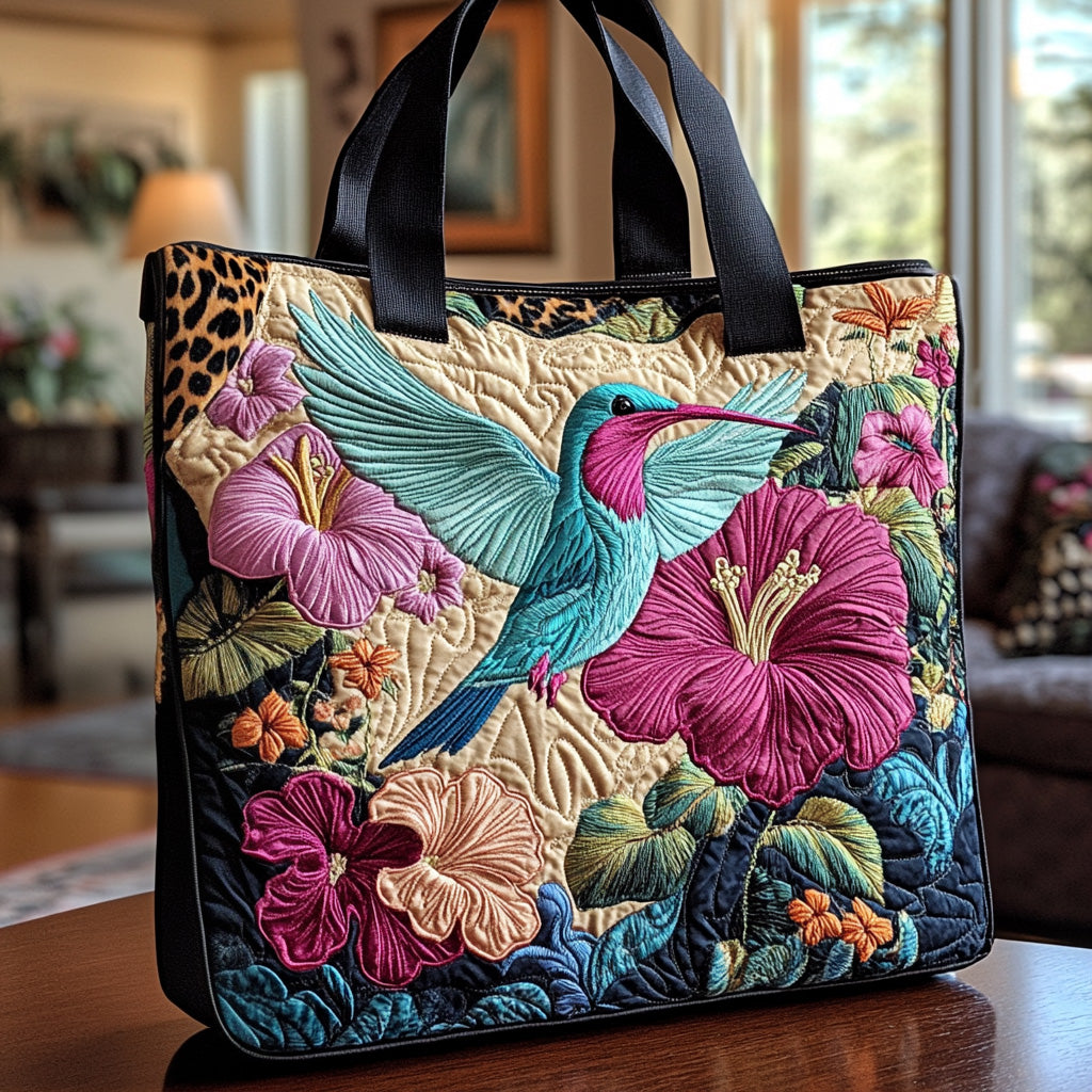 Hummingbird Garden Quilted Tote Bag Sunflower Presents