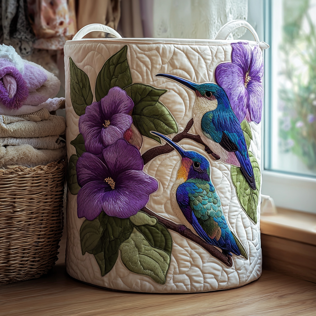 Hummingbird Glow Quilted Laundry Basket Holiday Favorite Gift