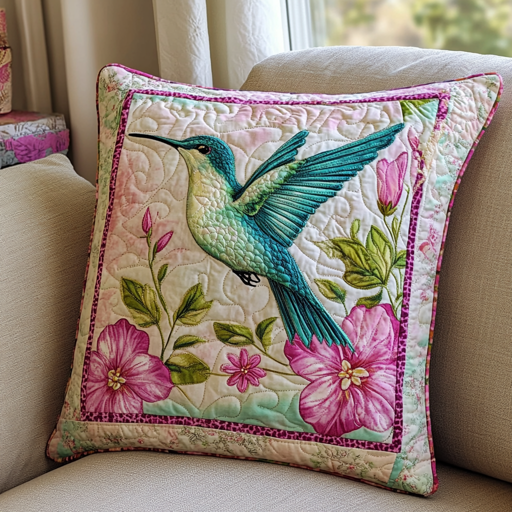 Hummingbird Glow Quilted Pillow Case Hummingbird Gifts For Men 