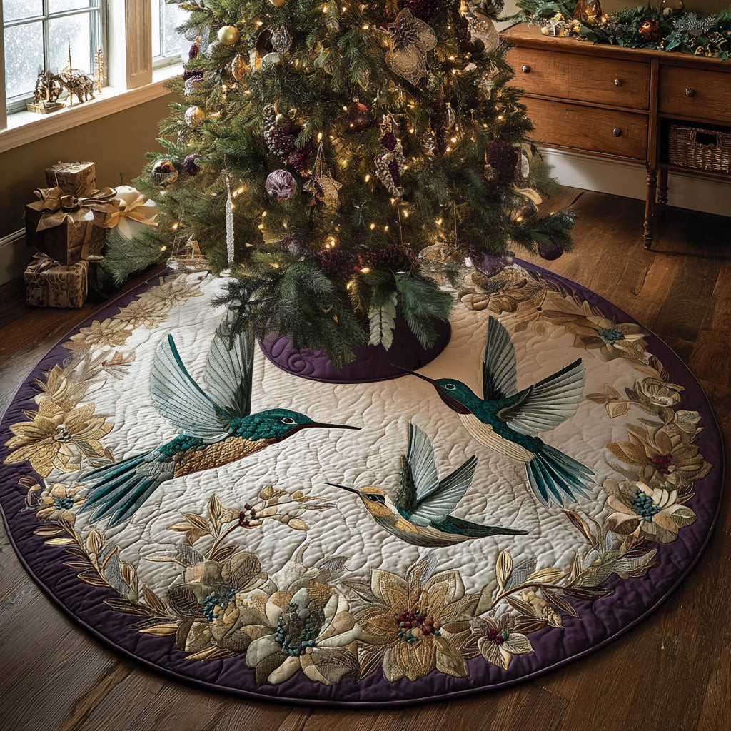 Hummingbird Grace Christmas Quilted Tree Skirt Animal Pattern Xmas Gift Ideas