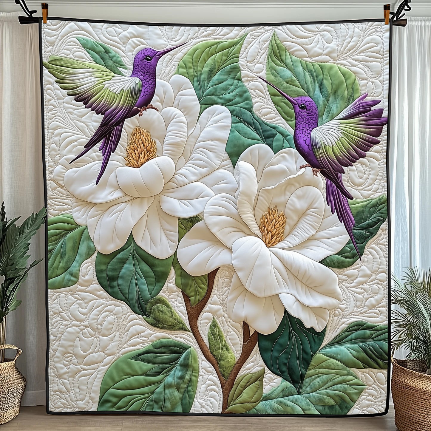 Hummingbird Grace Quilted Blanket Cute Cozy BlanketCool Hummingbird Gifts Items