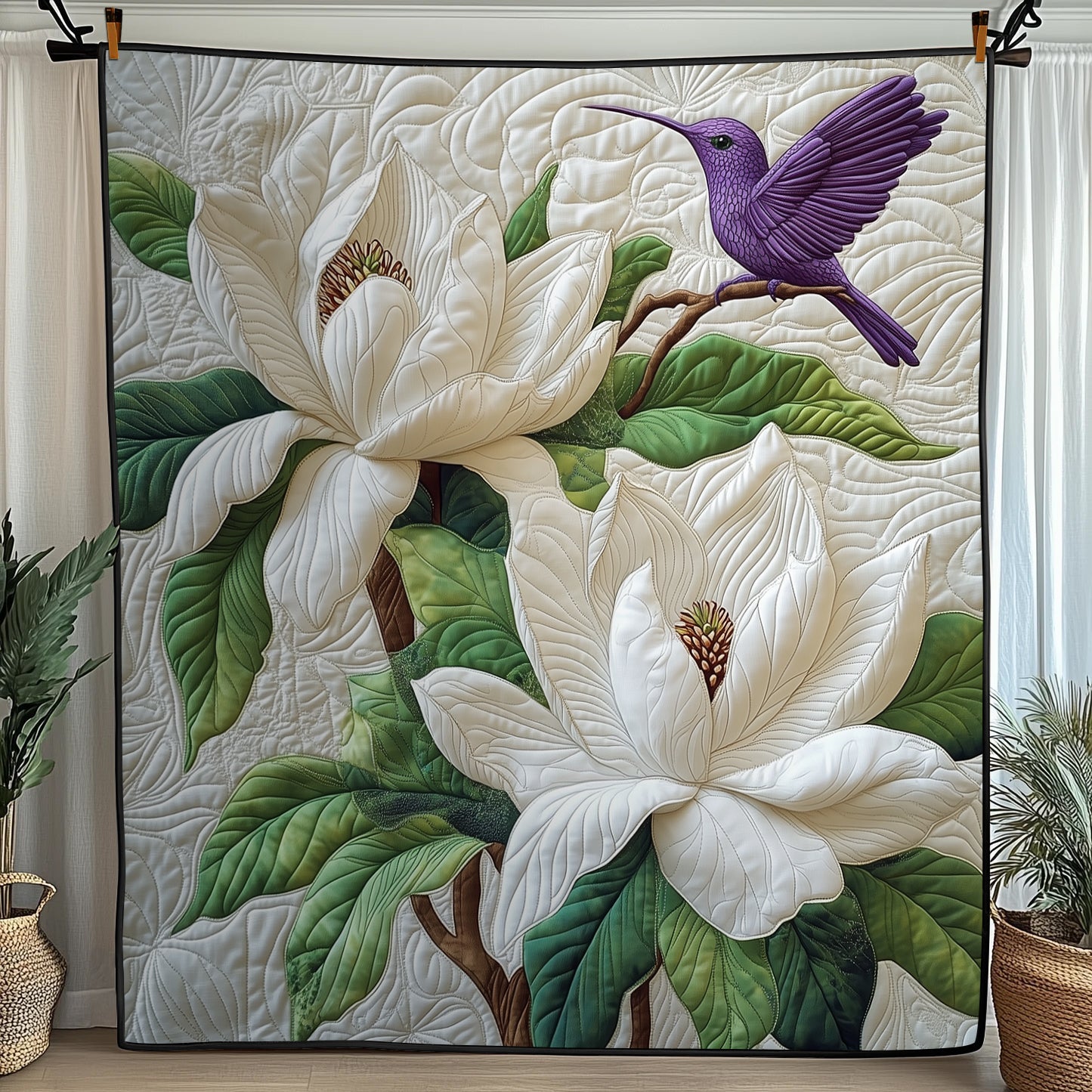 Hummingbird Grace Quilted Blanket Cute Cozy BlanketGifts For Hummingbird Watchers